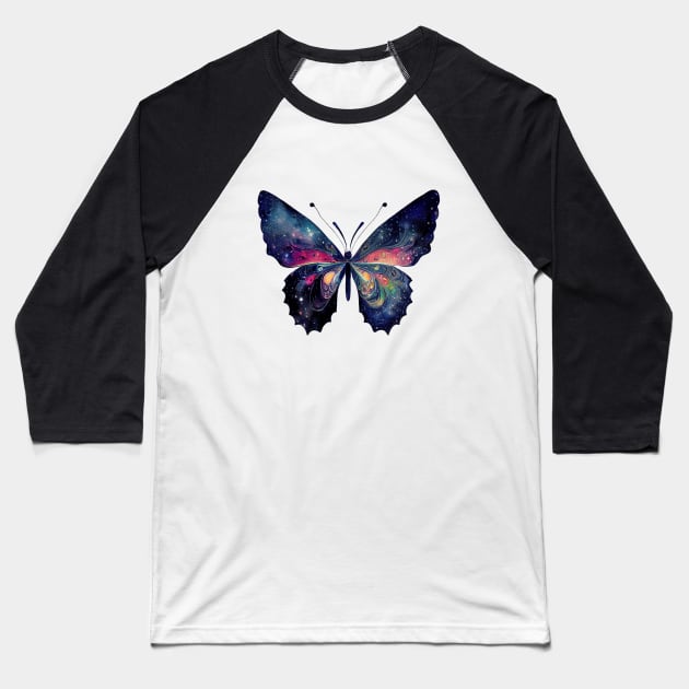 Galaxy butterfly colorful space butterfly Baseball T-Shirt by colorbyte